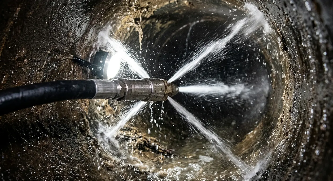 High-pressure hydro jetting nozzle cleaning sewer pipe for Sewer Line Relining in Viera West